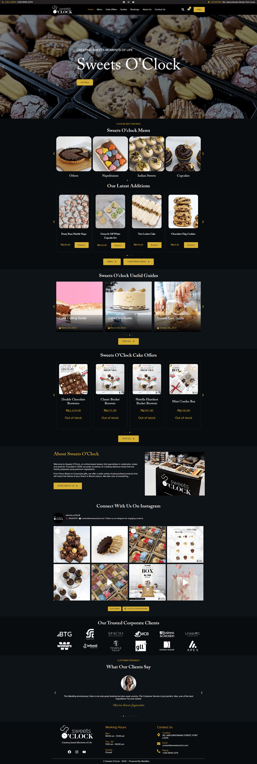 Sweets O'Clock Homepage